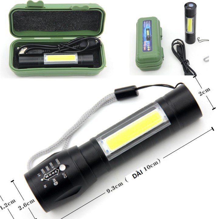 Đèn pin siêu sáng mini bin sạc điện usb bóng led xpe cob có zoom chống nước cầm tay chuyên dụng -dc4666 | WebRaoVat - webraovat.net.vn