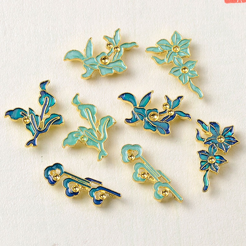 1 phiến đúc họa tiết charm kim loại tráng men - nguyên liệu làm trâm, làm trang sức