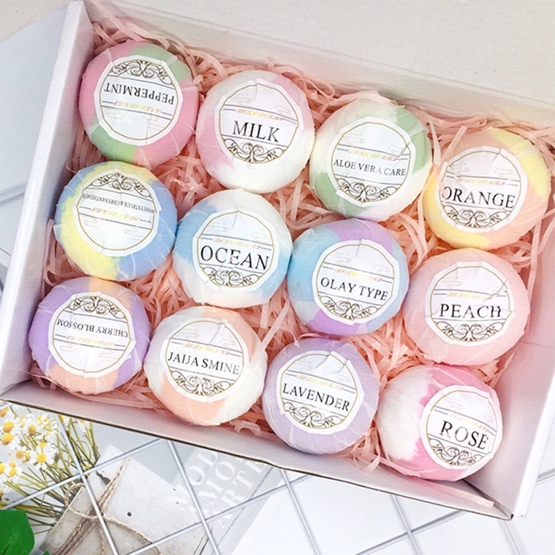 Set 12 bom tắm làm quà tặng sinh nhật thủ công tự nhiên lấp lánh cho nữ