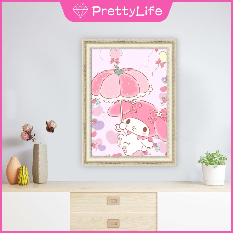 Bộ tranh đính đá 5D họa tiết hoạt hình My Melody độc đáo DIY kích thước 30x40cm/40x50cm