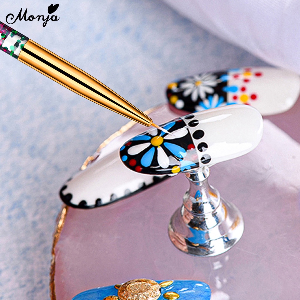 Set 3 cọ vẽ trang trí móng tay nghệ thuật MONJA tạo nét kẻ sọc acrylic trong suốt tiện lợi
