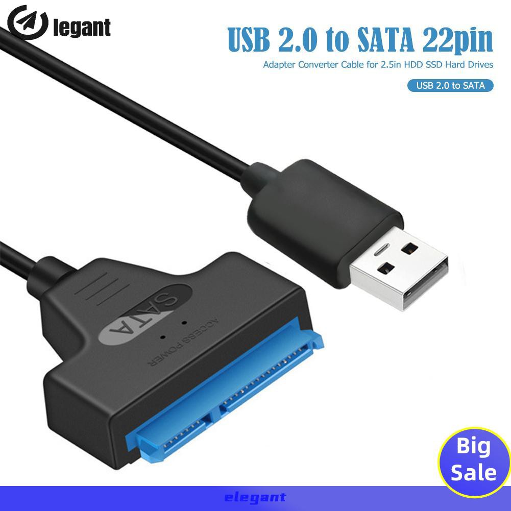 Cáp Chuyển Đổi Cổng Usb 2.0 Sang Sata 22pin Cho Ổ Cứng 2.5in Hdd Ssd