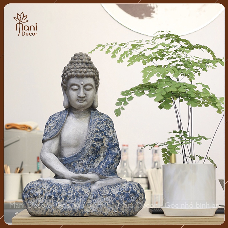 Tượng phật Thích Ca Mâu Ni thiền định chất liệu composite cao 43cm - Mani Decor
