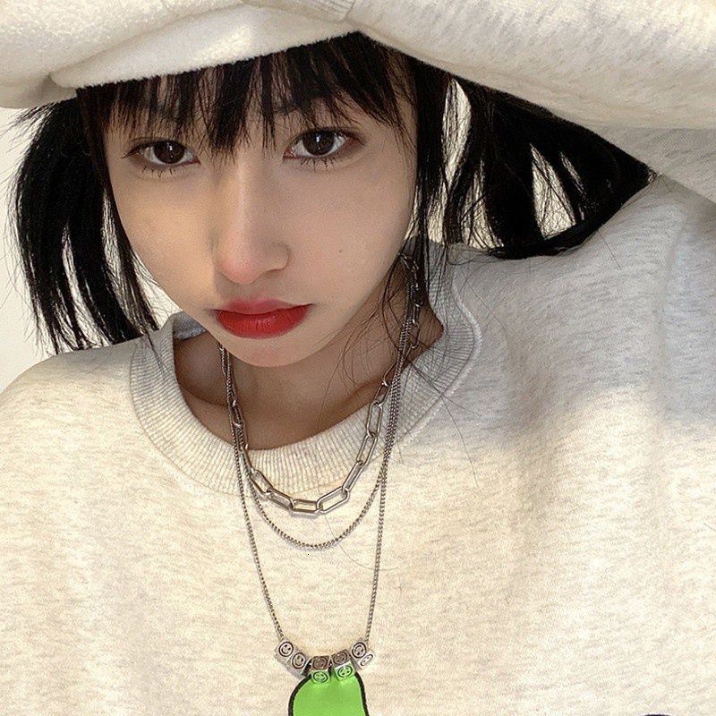 vòng cổ Thép Titan Nhiều Lớp Mặt Hình Mặt Cười Phong Cách Hip Hop