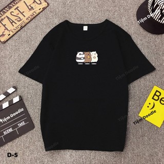 Áo Thun Nam Nữ Tay Lỡ Unisex Phông Trơn Oversize Form Rộng Basic Tee Hình We bare bear baby logo