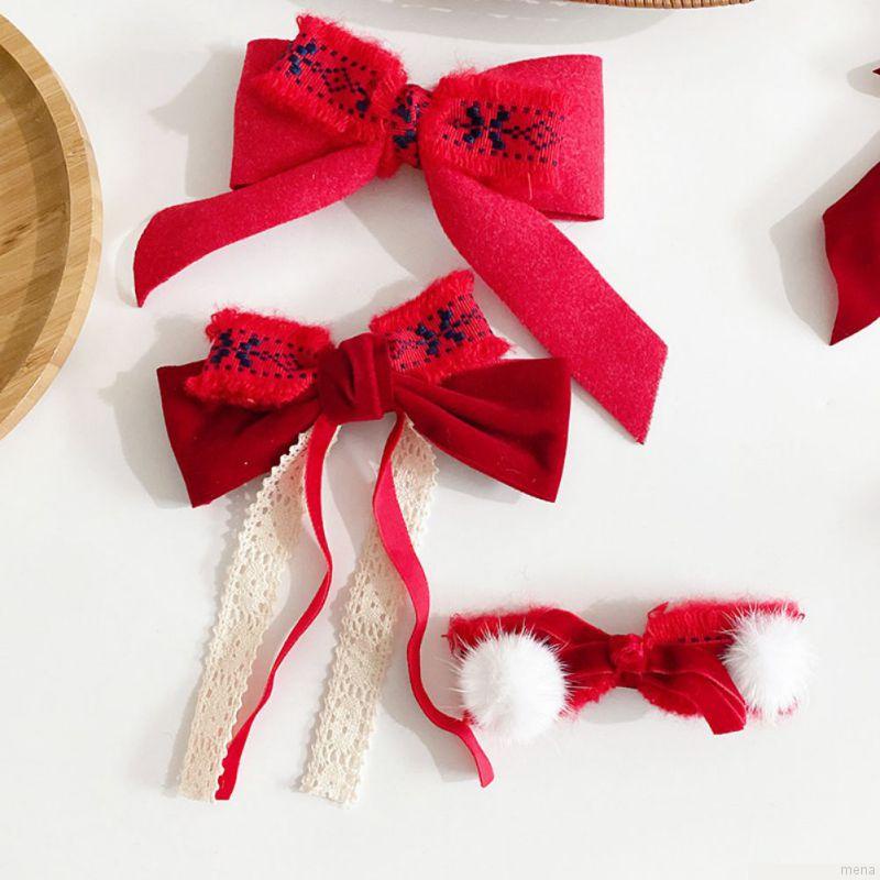 Kẹp tóc phối nơ đỏ xinh xắn chất lượng cao