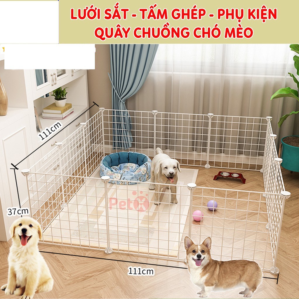 Chuồng 7 Tấm 1 Cửa (Tặng Kèm 16 Chốt) , Tấm Lưới Lắp Ghép Chuồng Thú Cưng Lồng Chó Lồng Mèo