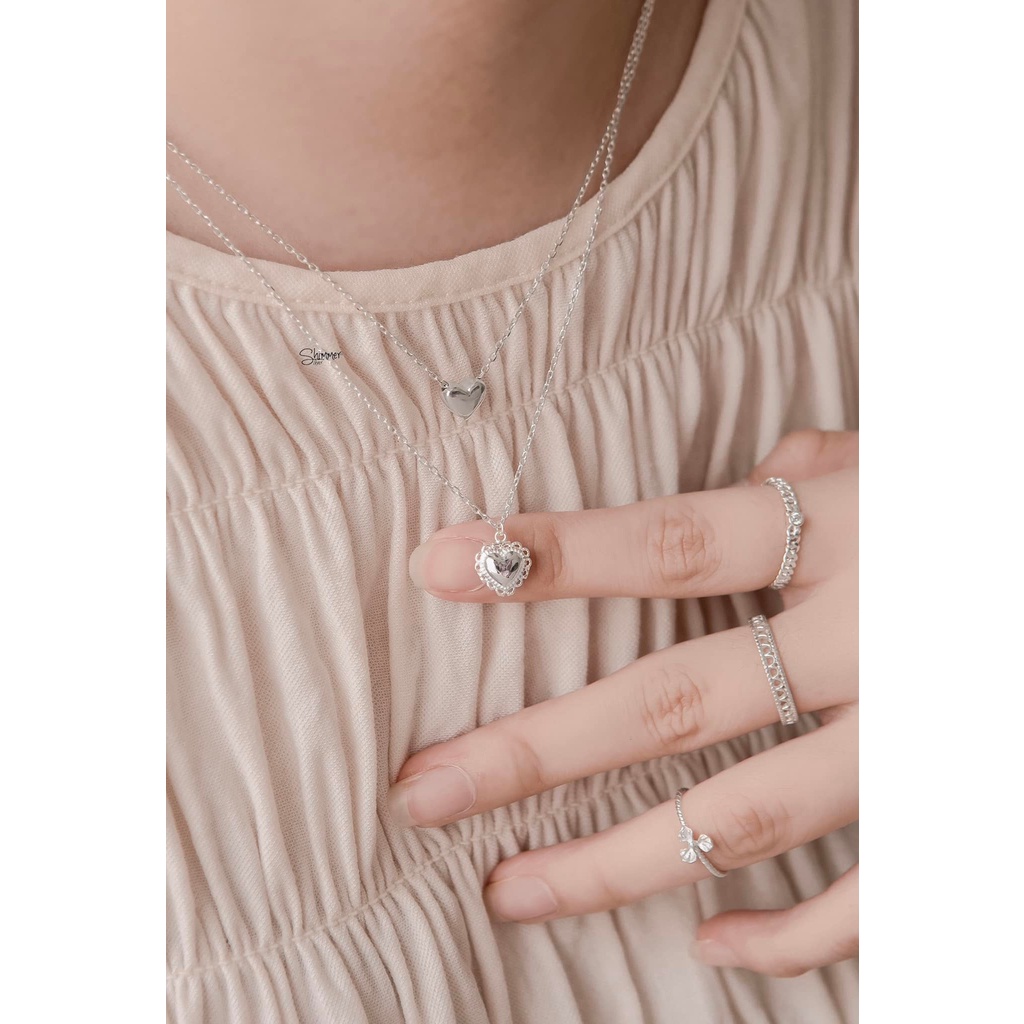 Dây Chuyền Nữ BẠC 925 CAO CẤP SHIMMER SILVER SWEETIE Mặt Hình Trái Tim Đặc Ngọt Ngào Nữ Tính