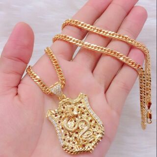 Dây chuyền nam mặt rồng mạ vàng 18k