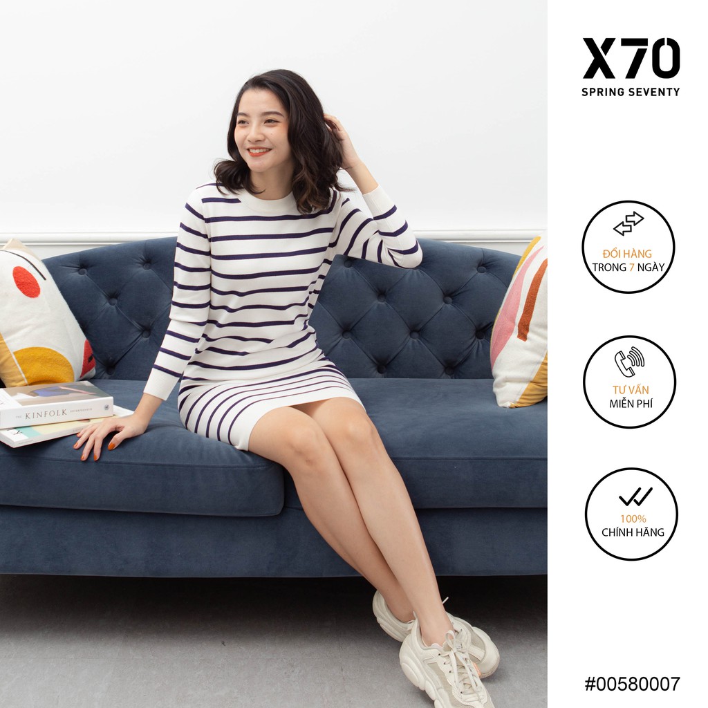 Đầm Nữ Form Suông Tay Dài Họa Tiết Kẻ Sọc Ngang Thời Trang X70 - 00580007 | BigBuy360 - bigbuy360.vn