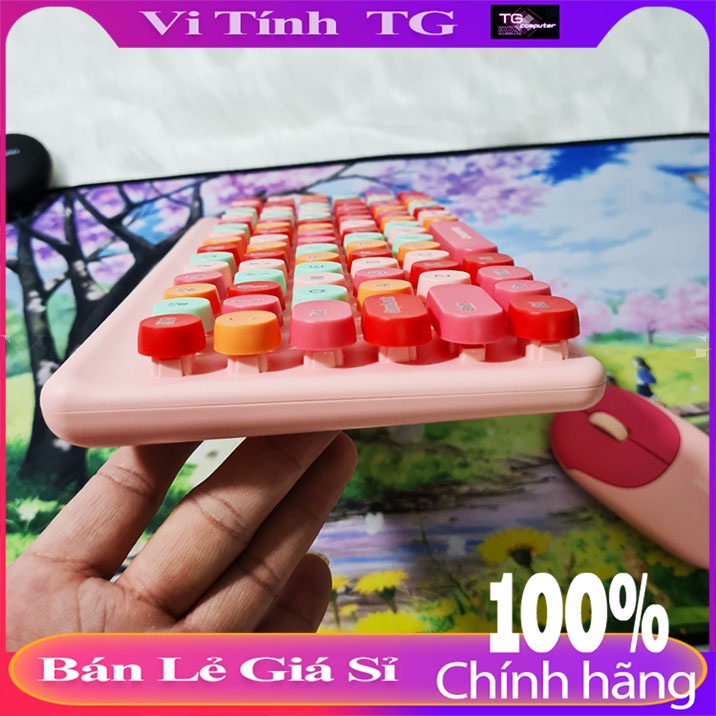 Bộ bàn phím chuột không dây NÚT TRÒN DỄ THƯƠNG PHỐI NHIỀU MÀU Vi tính TG K510