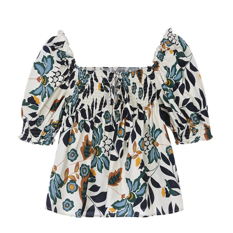 Áo Sơ Mi Tay Ngắn Cổ Tròn Họa Tiết Hoa Thời Trang Mùa Hè