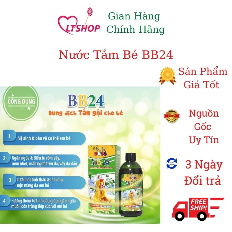 Nước Tắm Thảo Dược BABI BOSS BB24  300ml Sạch Rôm Sảy, Hăm Tã, Mẩn Ngứa Ở Trẻ An Toàn Từ Thảo Dược