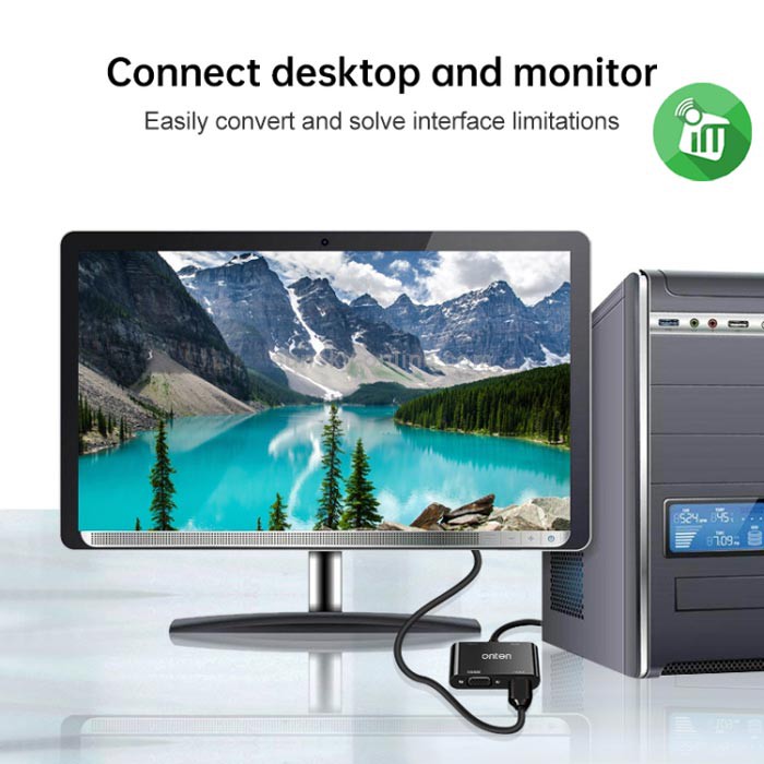 Cáp chuyển HDMI to HDMI+VGA Onten 5165hv hỗ trợ fullHD 1080P - Hàng Chính Hãng