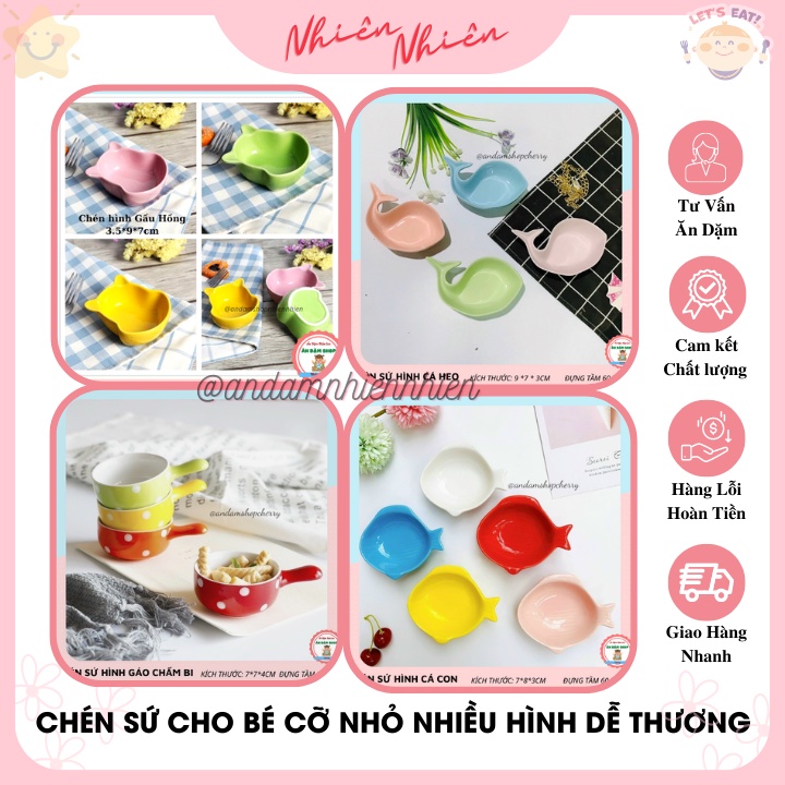 Chén sứ cao cấp ăn dặm kiểu nhật cỡ nhỏ nhiều hình cá, gáo, mickey, trái tim