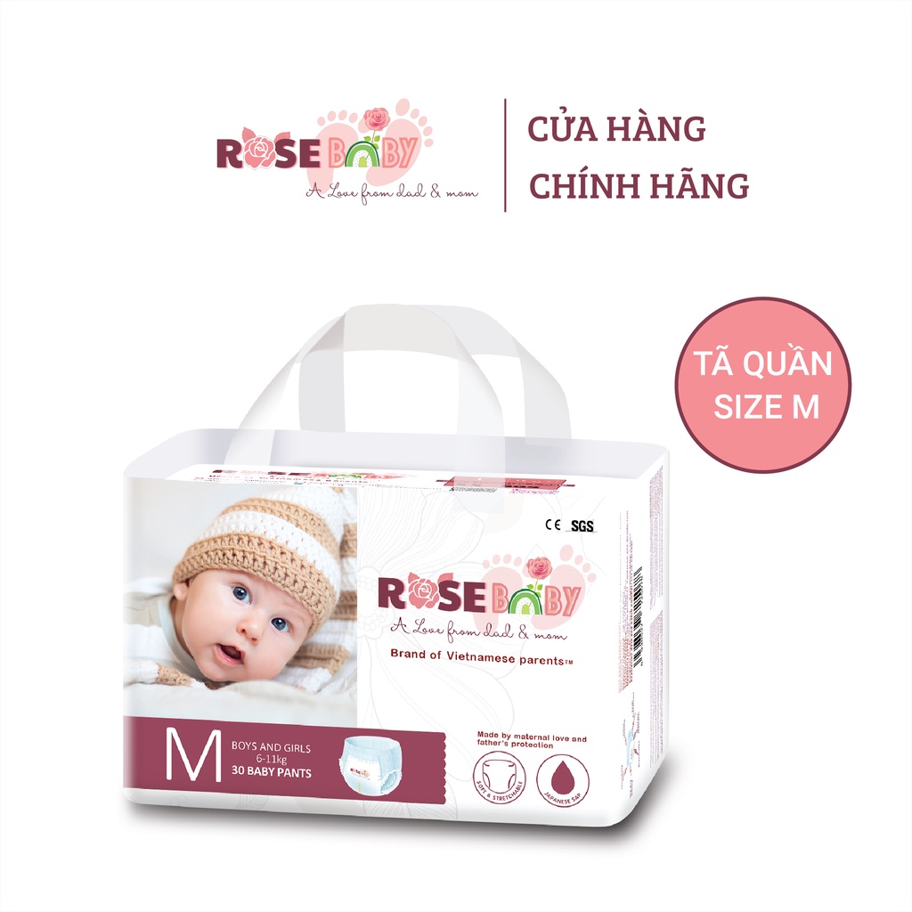 Bịch Bỉm Quần Rose Baby M30/L28/XL26/XXL24/XXXL22