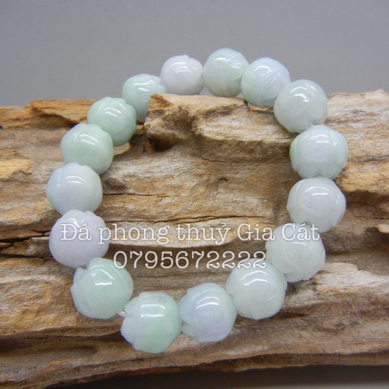 Vòng tay hoa sen ngoc câm thạch  k xử lý kiểm định