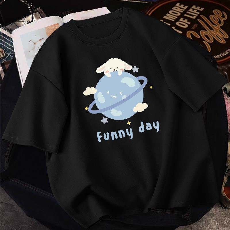 Áo phông form rộng tay lỡ unisex - Áo thun in chữ Funny day - Sỉ áo thun số lượng lớn