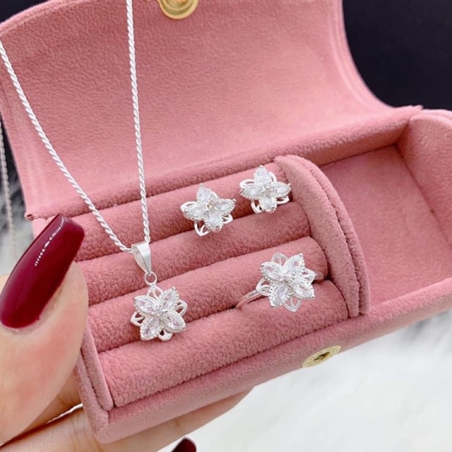 Bộ trang sức Bạc xoay tròn, Set 3 món sang chảnh quyến rũ anh nhìn Mainomi Shop Bạc Xinh
