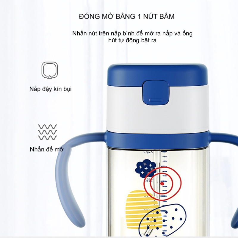 Bình Uống Nước PPSU Chống Sặc Có Tay Cầm 240ml Uống Mọi Tư Thế Super Daddy