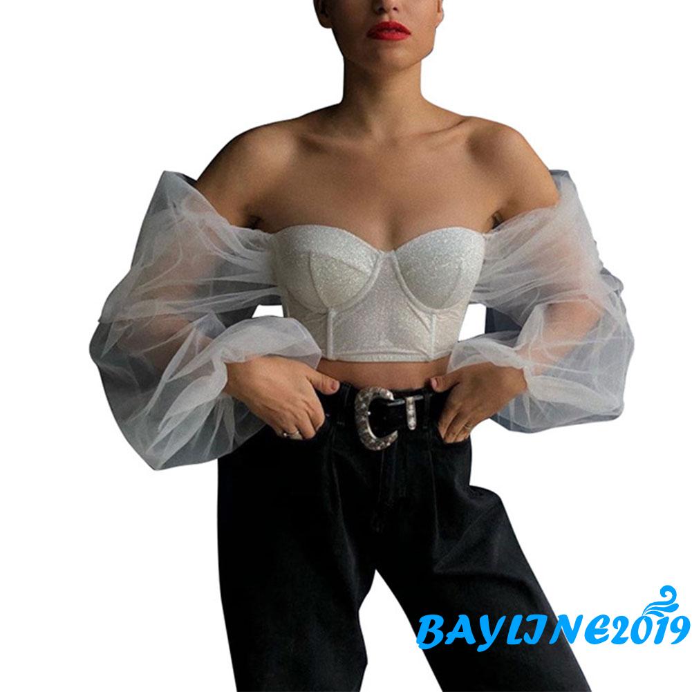 Áo Lửng Tay Dài Trễ Vai Quyến Rũ Cho Nữ