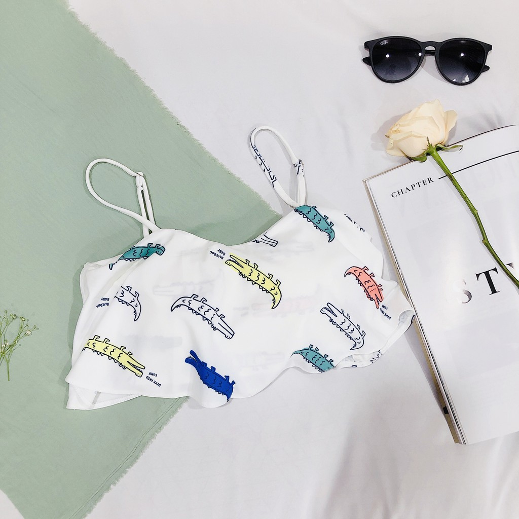 Áo bơi lẻ họa tiết cá sấu cute VIBES Bikini Top Crocodile | BigBuy360 - bigbuy360.vn