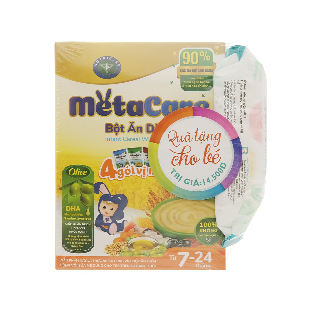 Bột ăn dặm Nutricare MetaCare 4 gói vị mặn hộp 200g (7 - 24 tháng)