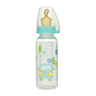 (Made in Germany) Bình sữa PP cổ hẹp 250ML có núm ty bằng cao su chỉnh nha, chống sặc NIP Family NIP35006 ( màu xanh)