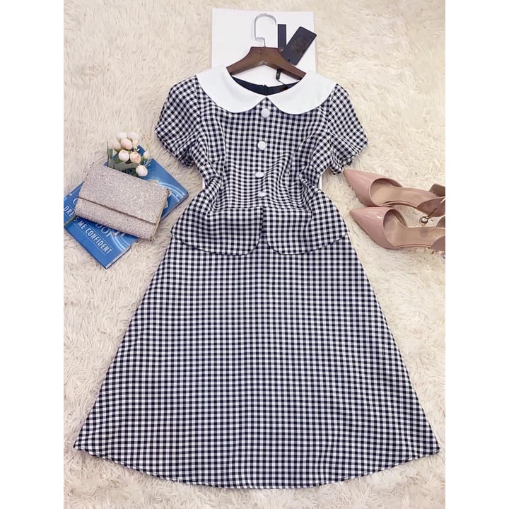 Đầm Caro cổ sen công sở dạo phố Caro Dress Ty Fashion D006 | BigBuy360 - bigbuy360.vn