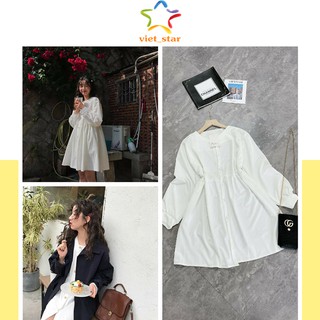 Đầm Suông Baby Doll TAY BỒNG Cài Cúc - VIET_STAR