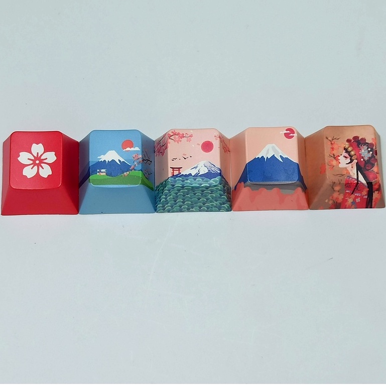 Set 5 Nút Bàn Phím Cơ PBT Hình Núi Tuyết Fuji
