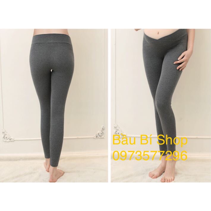 Quần legging bầu cạp chéo dài/ngố