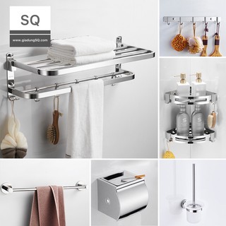 (Dán tường) Bộ kệ nhà tắm inox sơn tĩnh điện gồm giá treo khăn tắm khăn mặt, kệ để đồ nhà tắm , móc treo quần áo