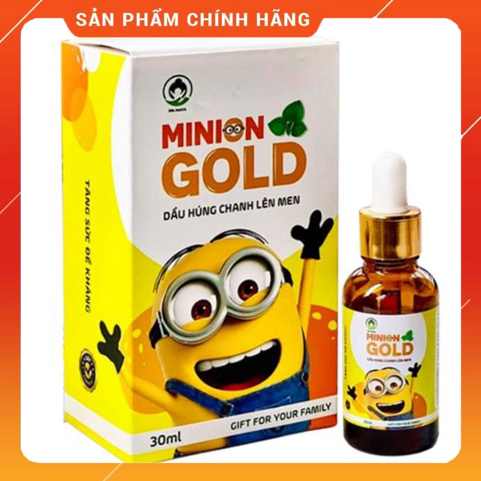Tinh dầu húng chanh minion gold chính hãng,mẫu mới bé hết ho,hết sổ mũi, tăng đề kháng,hộp 30ml