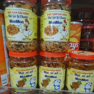 Mực xé sợi/Khô gà lá chanh Mon mon hộp 100g
