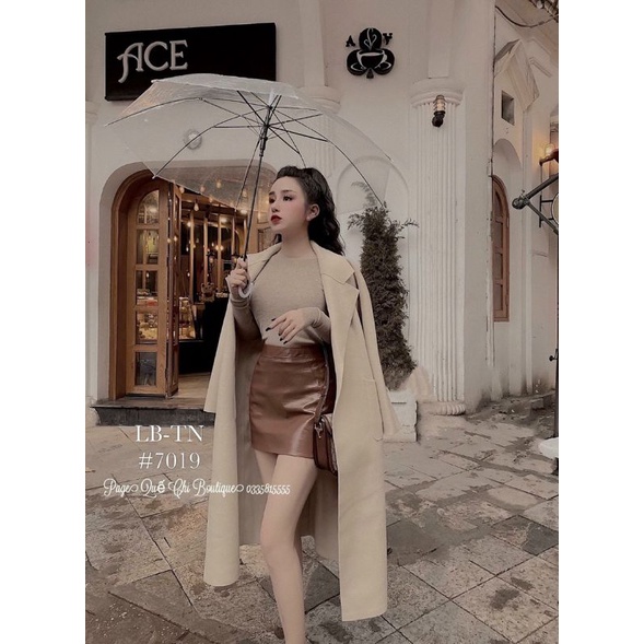 Chân váy da khóa sau hàng QCL1