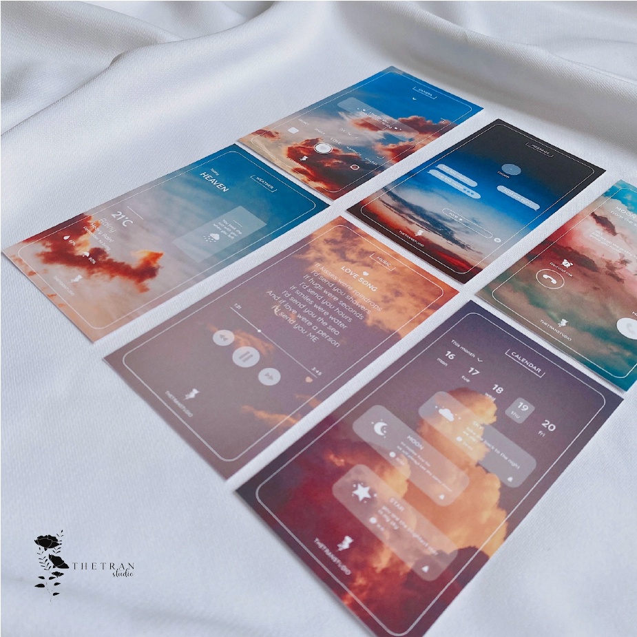 bộ 12 postcard nghệ thuật chủ đề bầu trời decor phòng tường sổ tay / sky postcard / thetranstudio