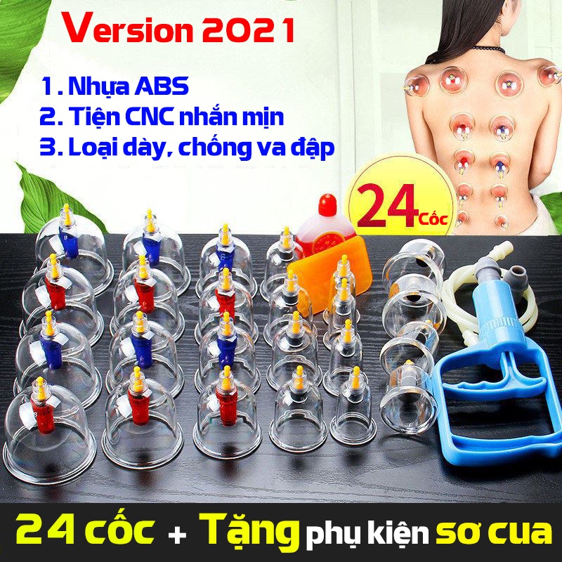 Bộ Giác Hơi Không Dùng Lửa, Bộ Cạo Gió 24 Cốc Cho Spa, Cá Nhân {SIÊU SALE}