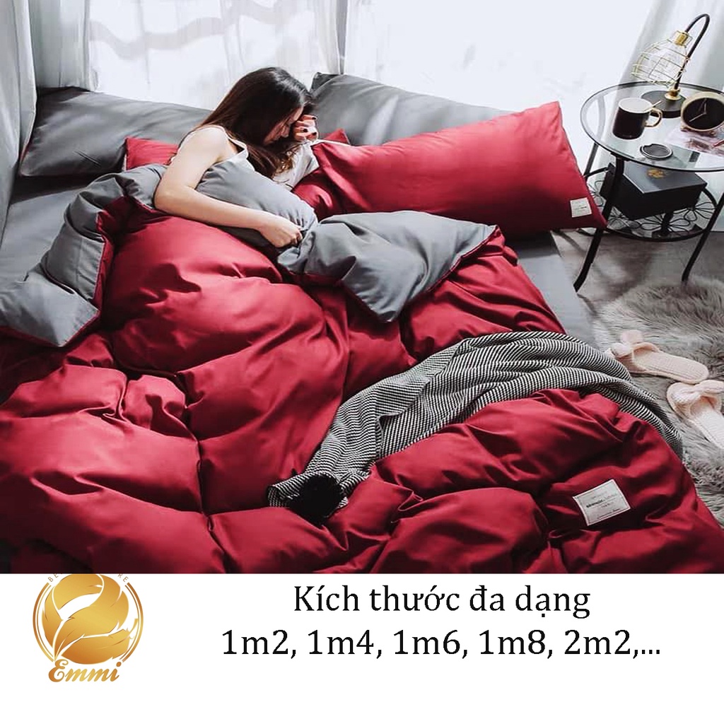 Bộ Chăn Ga Gối Cotton TC Emmibedding cao cấp mẫu Đỏ ga ghi, Chăn mền, ga giường và vỏ gối