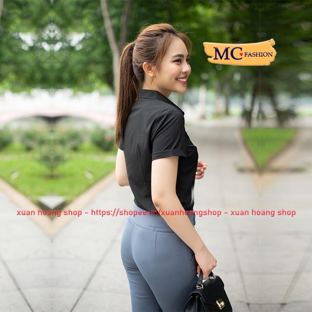 Áo Sơ Mi Nữ Đen Mc Fashion A208, Size S, M, L, Xl, 2xl Tay Ngắn Cộc, Màu, Trắng, Xanh Than, Tím, Hồng, Dáng Công Sở Đẹp