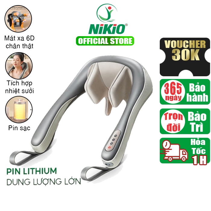 Máy massage xoa bóp day ấn cổ vai gáy 6D Nikio NK-138 - Pin sạc