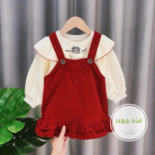 Set Áo Váy Yếm đỏ xinh xẻo cho bé gái V148 - Namkidshop