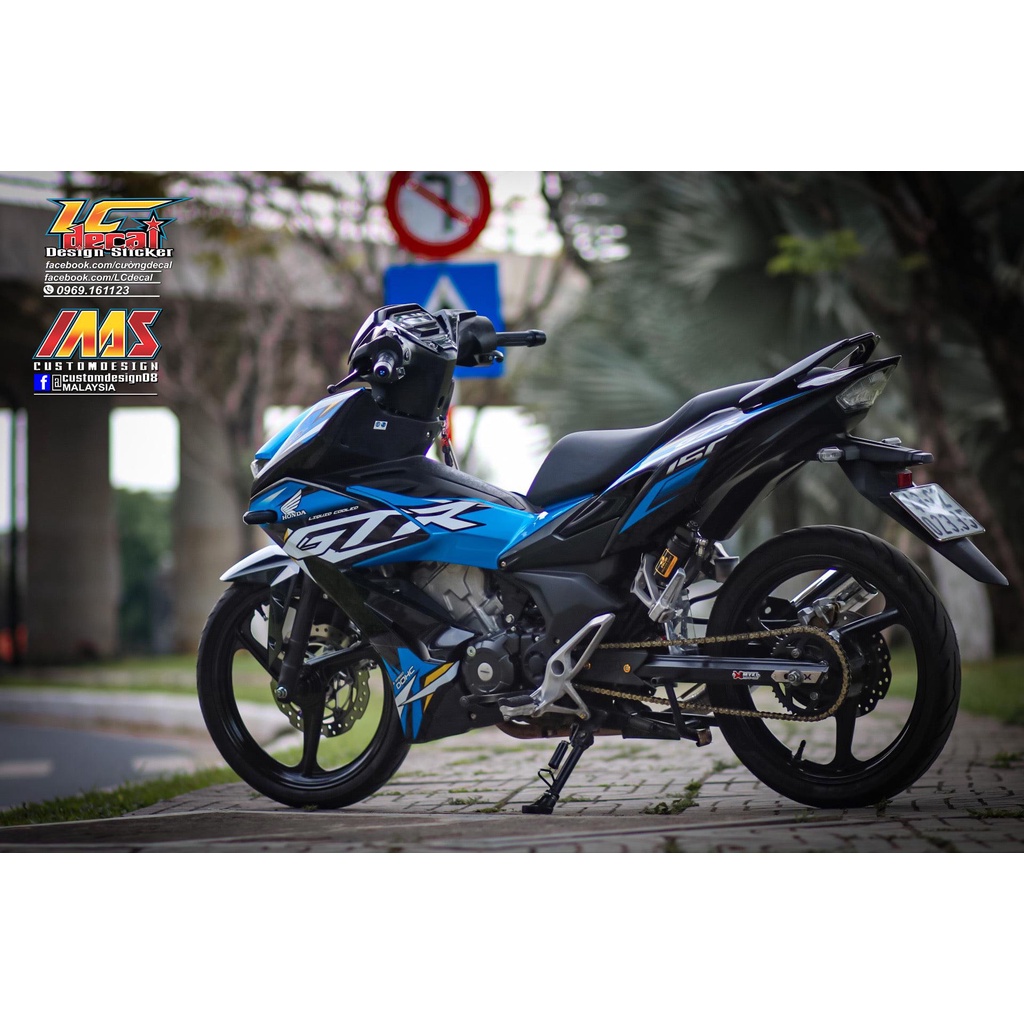 TEM RỜI mẫu GTR xanh ngọc cho Winner X đen - tem 3 lớp cao cấp không bay màu