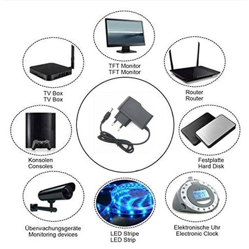 Bộ Chuyển Đổi Nguồn Điện AC 100V-240V DC 3V 4.5V 5V 6V 7.5V 8V 9V 10V 12V 500mA 1A 2A 1000mA 5.5mm x 2.1mm