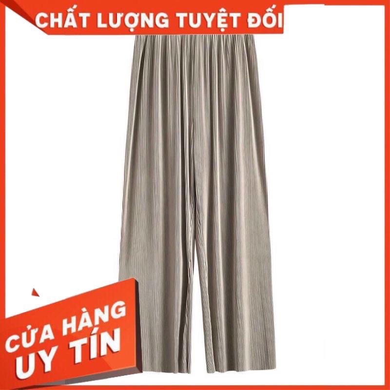 Quần suông ống rộng dập ly nhung tăm che mọi khuyết điểm