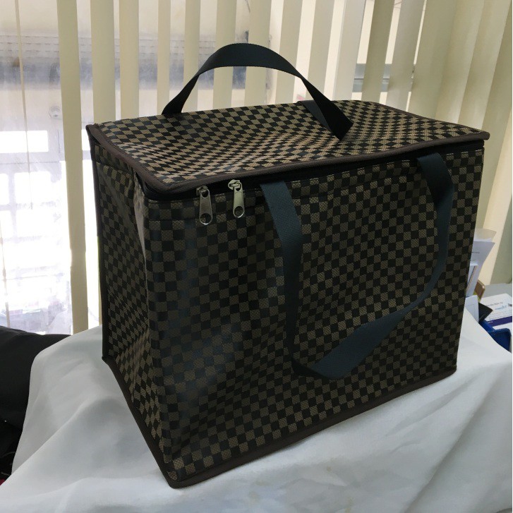 Túi giữ nhiệt loại lớn hình hộp, vải bố dầy 38x22cm cao 30cm. Tx90