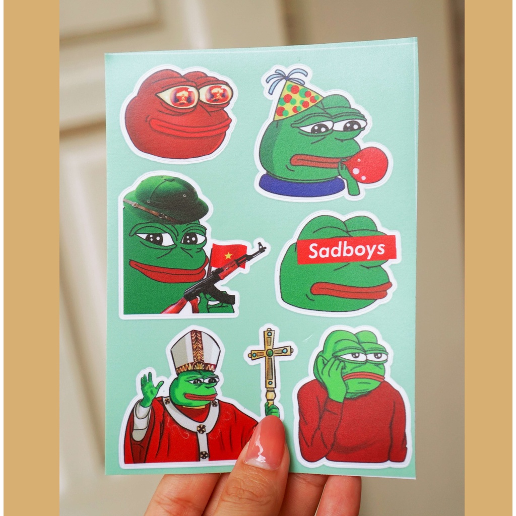 Chủ Đề Êch Xanh Pepe | Sticker Dán Laptop, Dán Điện Thoại, Dán Nón Bảo Hiểm, Tem Dán Xe Chống Thấm Nước, Chống Bay Màu