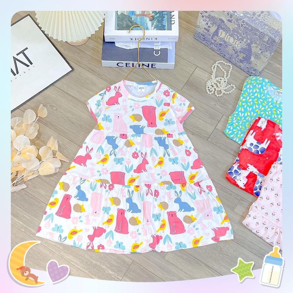 [Rẻ vô địch] Váy đại cotton bozip Lynhkids bé gái siêu xinh từ 19-35kg