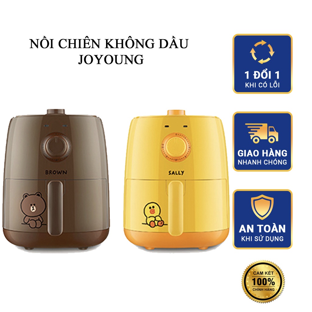 Nồi Chiên Không Dầu Joyoung Hình Vịt Sally Vàng Gấu Brown Nâu Công Nghệ Thế Hệ Mới Dung Tích 2.6L