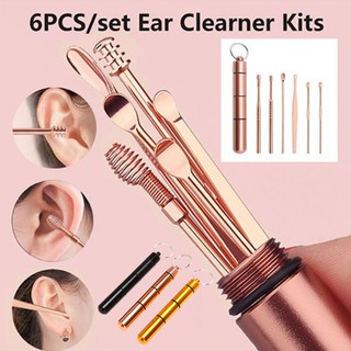 6 cái / bộ Dụng cụ lấy ráy tai bằng thép không gỉ Hình xoắn ốc Earpick Tẩy lông lấy ráy tai Curette Dụng cụ làm sạch tai Dụng cụ làm sạch tai